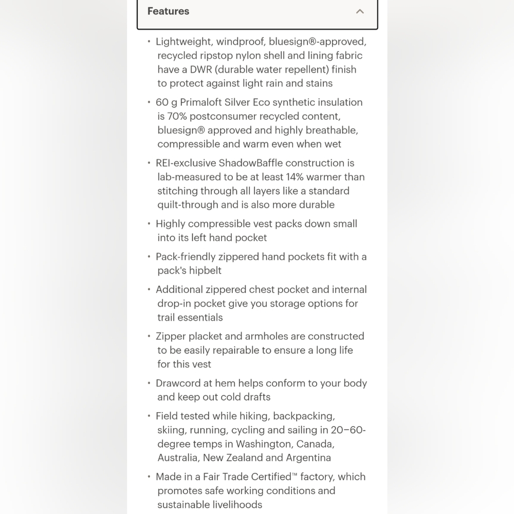 REI Coop Flash Insulated Vest Rustic Gold Women's Medium - Picture 8 of 9